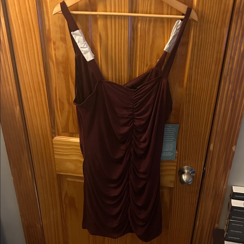 Chic Ruched Burgundy Mini Dress
